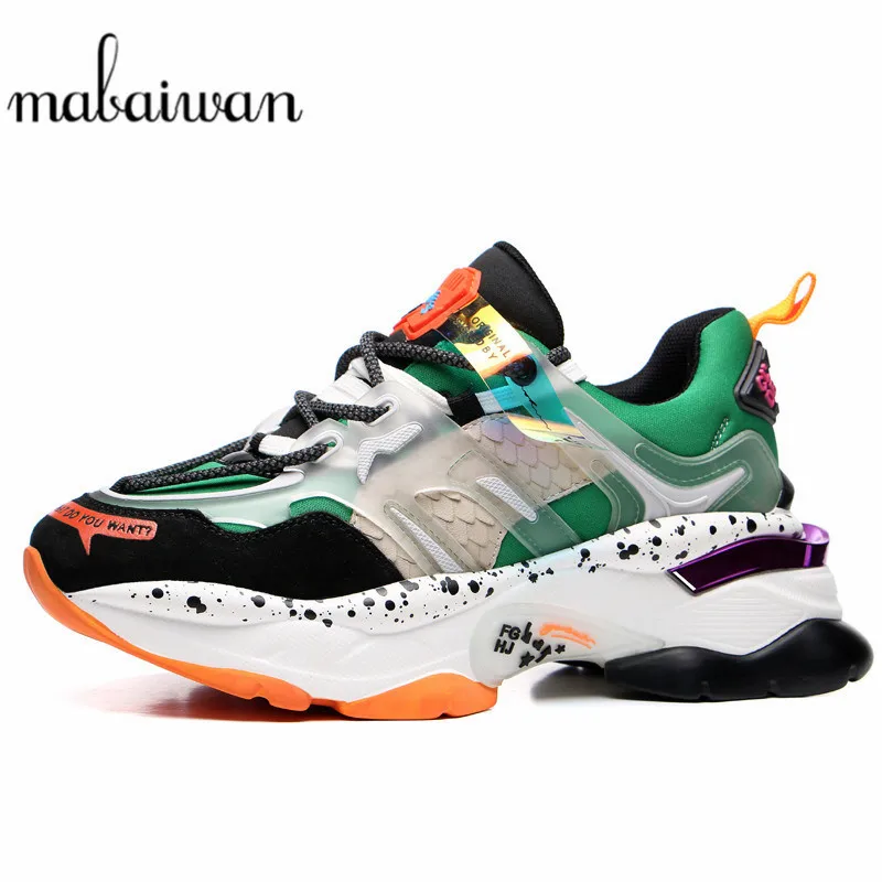 Женские массивные кроссовки Mabaiwan черные повседневные на платформе со шнуровкой