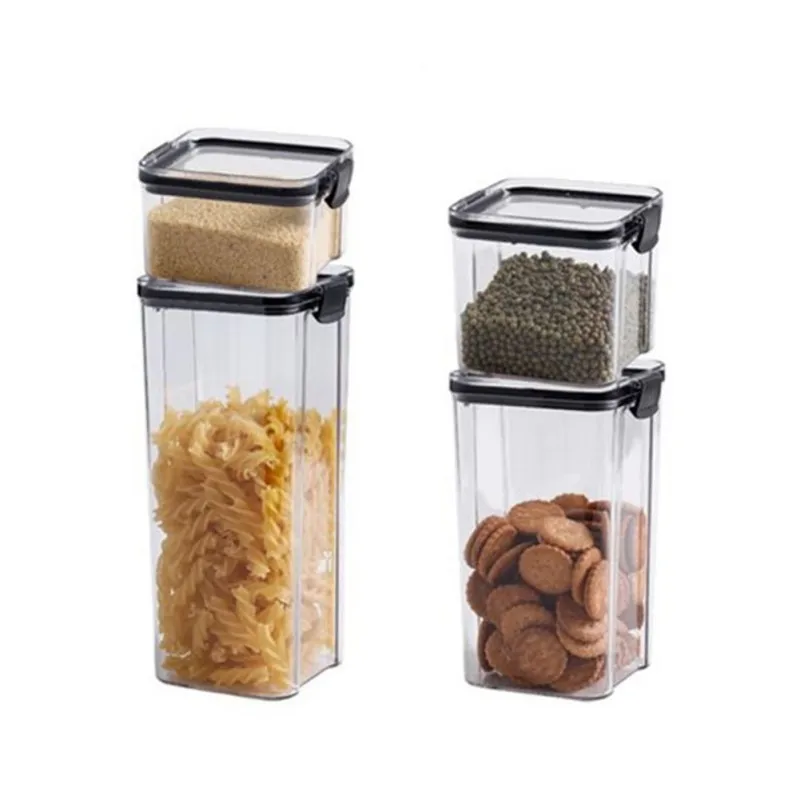 

Airtight Pantry & Kitchen Storage Containers Square Plastic Food Containers With Lids Stackable With Locking Clips BPA-Free