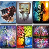 abstract landscape diamond paint tree of life new diamond embroidery 2021 bald eagle paintings for living room canvas painting