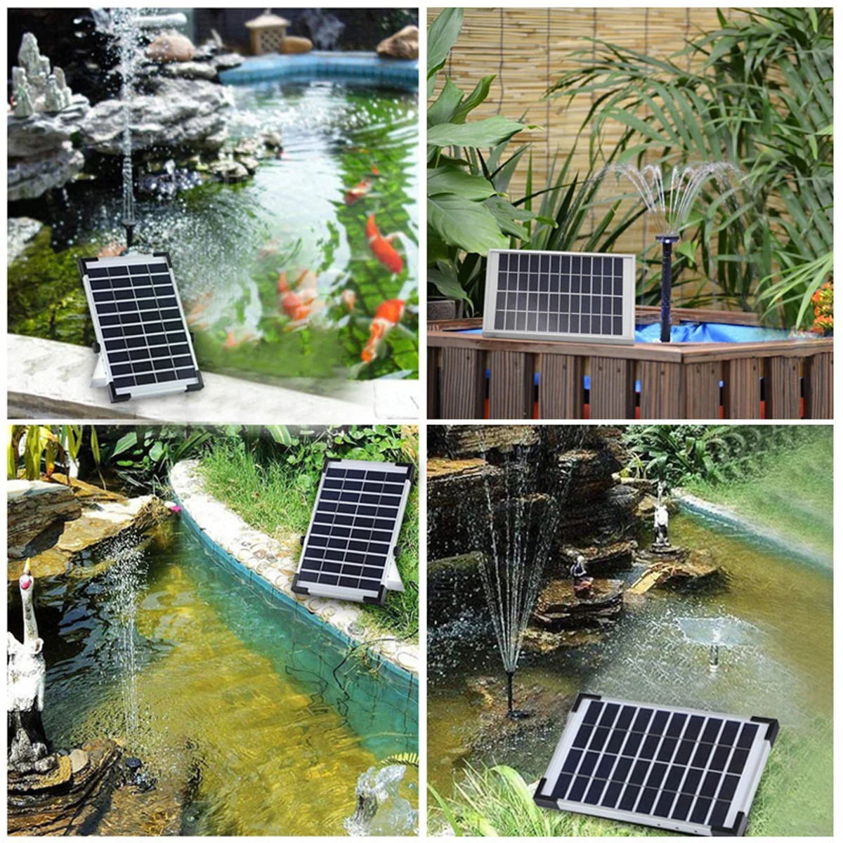 

5.0W Multifunction Solar Fountain Pump Solar Water Pump With 6 Nozzles For Bird Bath Fish Tank Pond 10,000 Hours Of Service Life