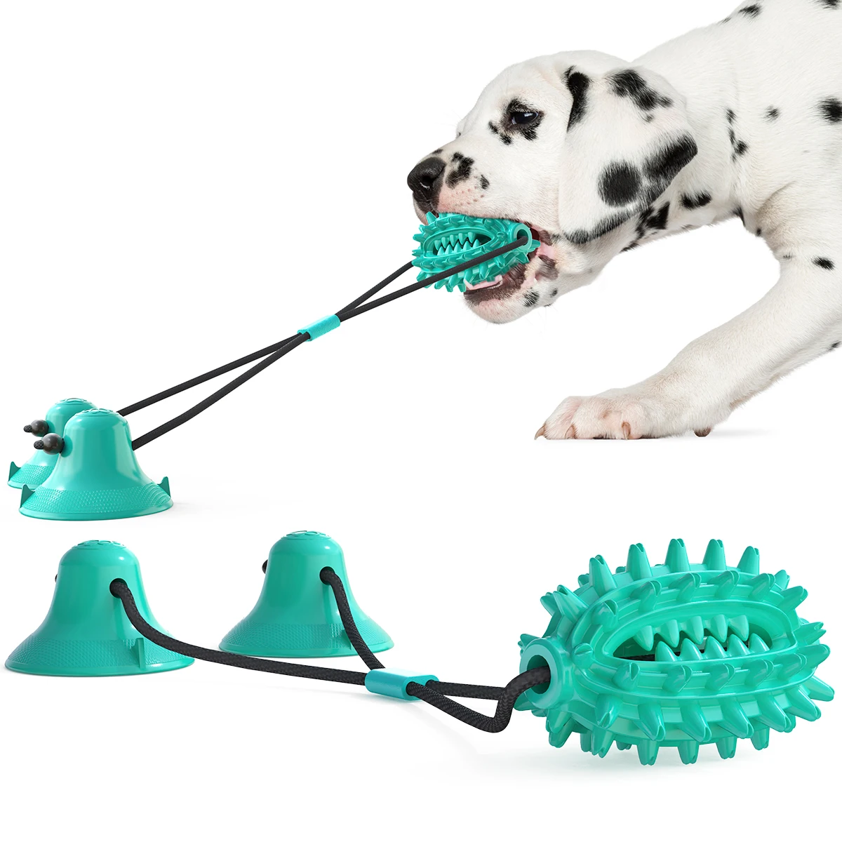 

Dog Toys Double Suction Cup Pull Ball Durable Pet Molar Bite Ball Multifunction Chew Ball Toy Food Dispenser Clean Teeth For Dog