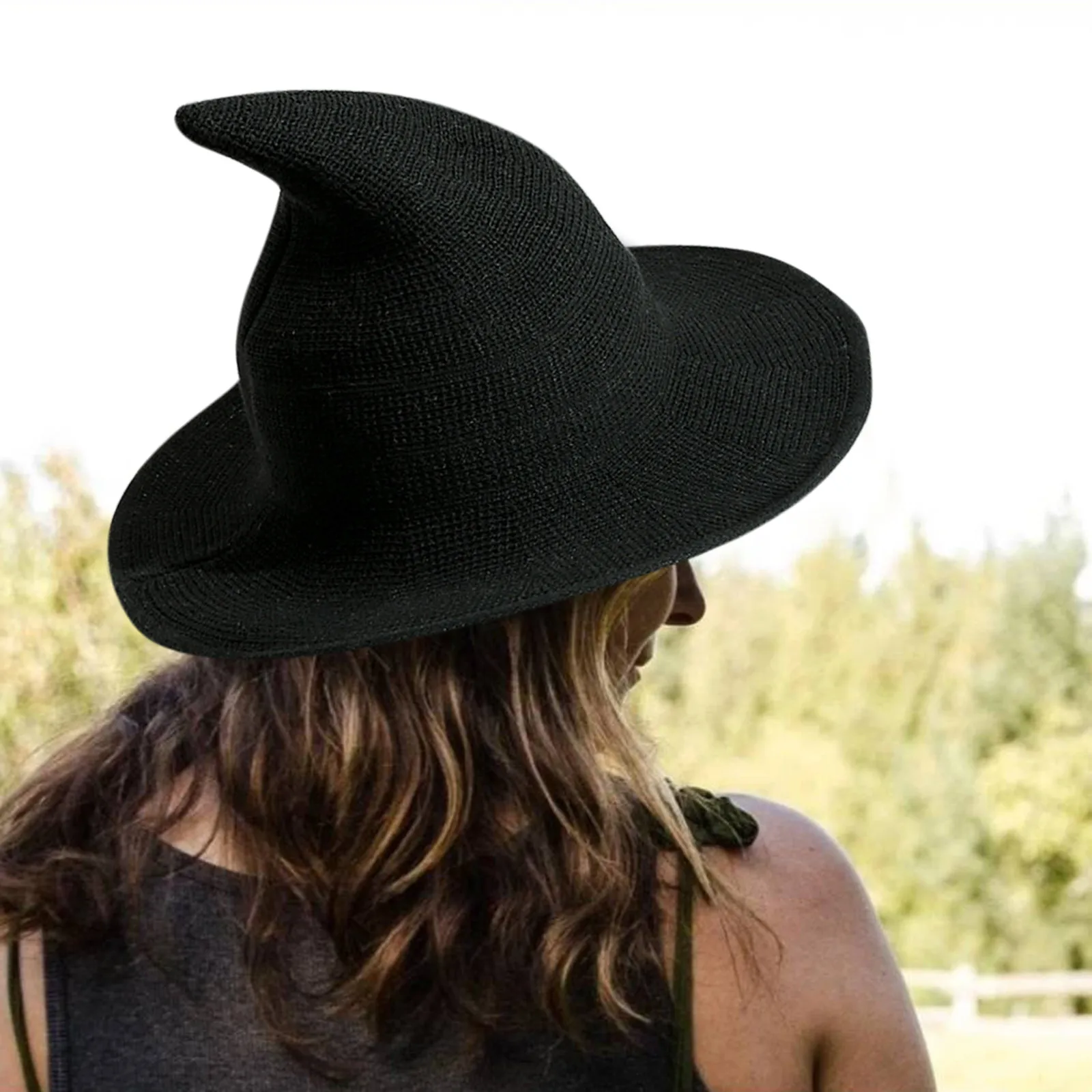 Женская кожаная шляпа ведьмы на Хэллоуин складной костюм вязаная крючком теплая