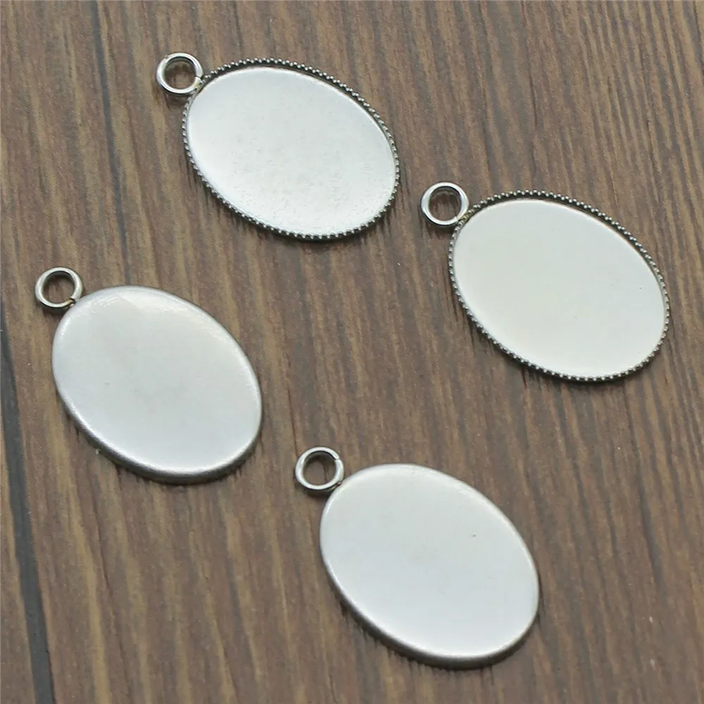 

10pcs Fit 13x18mm 18x25mm Oval Glass Cabochon Stainless Steel Sawtooth Edge Base Setting Charms Pendant Tray