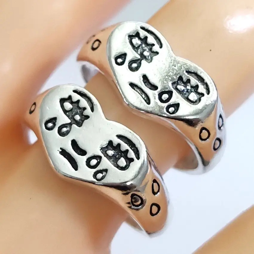 30 шт. винтажное серебряное регулируемое кольцо с лицом плача женские открытые