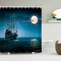 old pirate ship sea shower curtains 3d printing bath curtain with 12 hooks bathroom waterproof polyester cloth bath screen