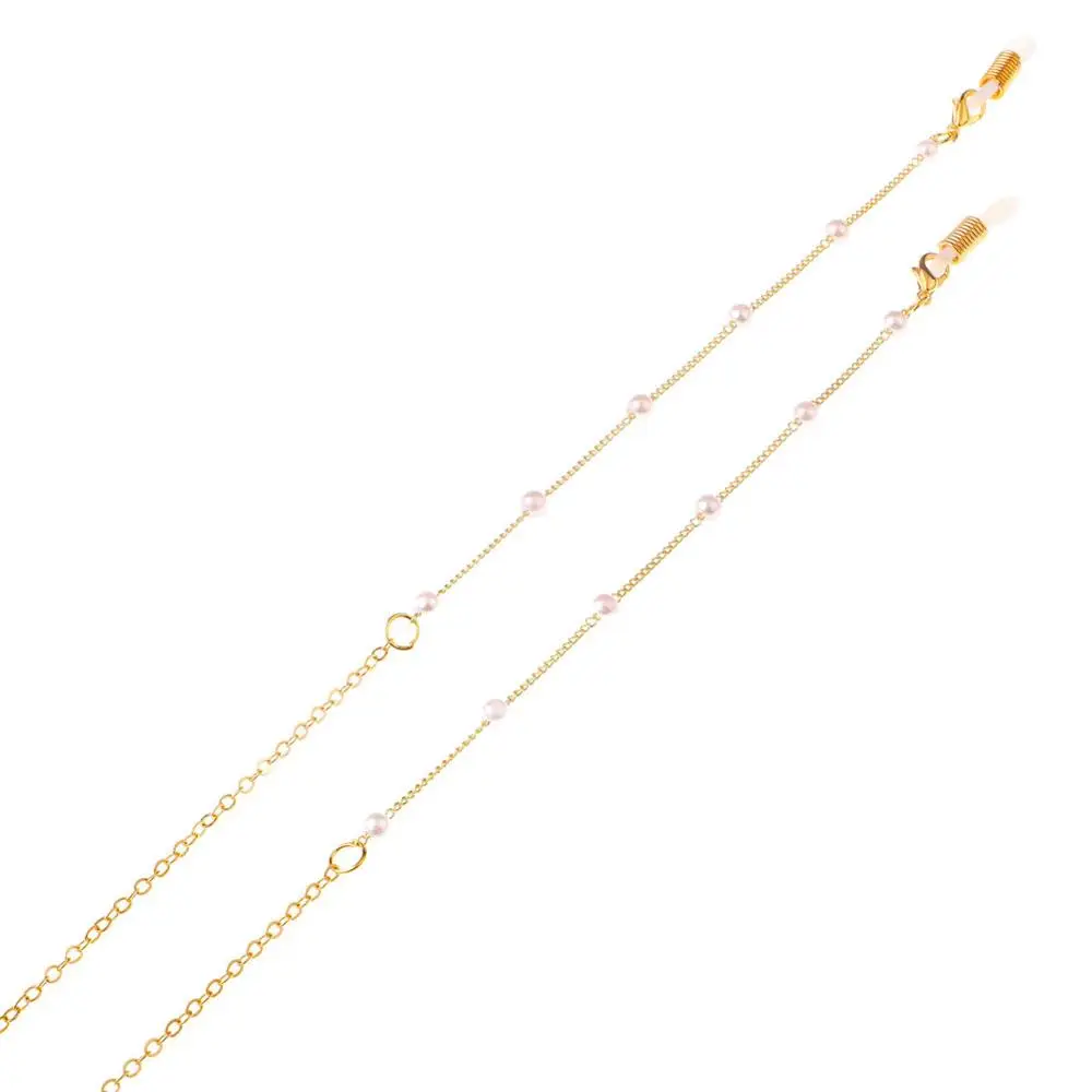 Модная цепочка для очков чтения с искусственными жемчужными бусинками и мини-бусинами, ремешок для солнцезащитных очков, не скользящая нить для ожерелья.