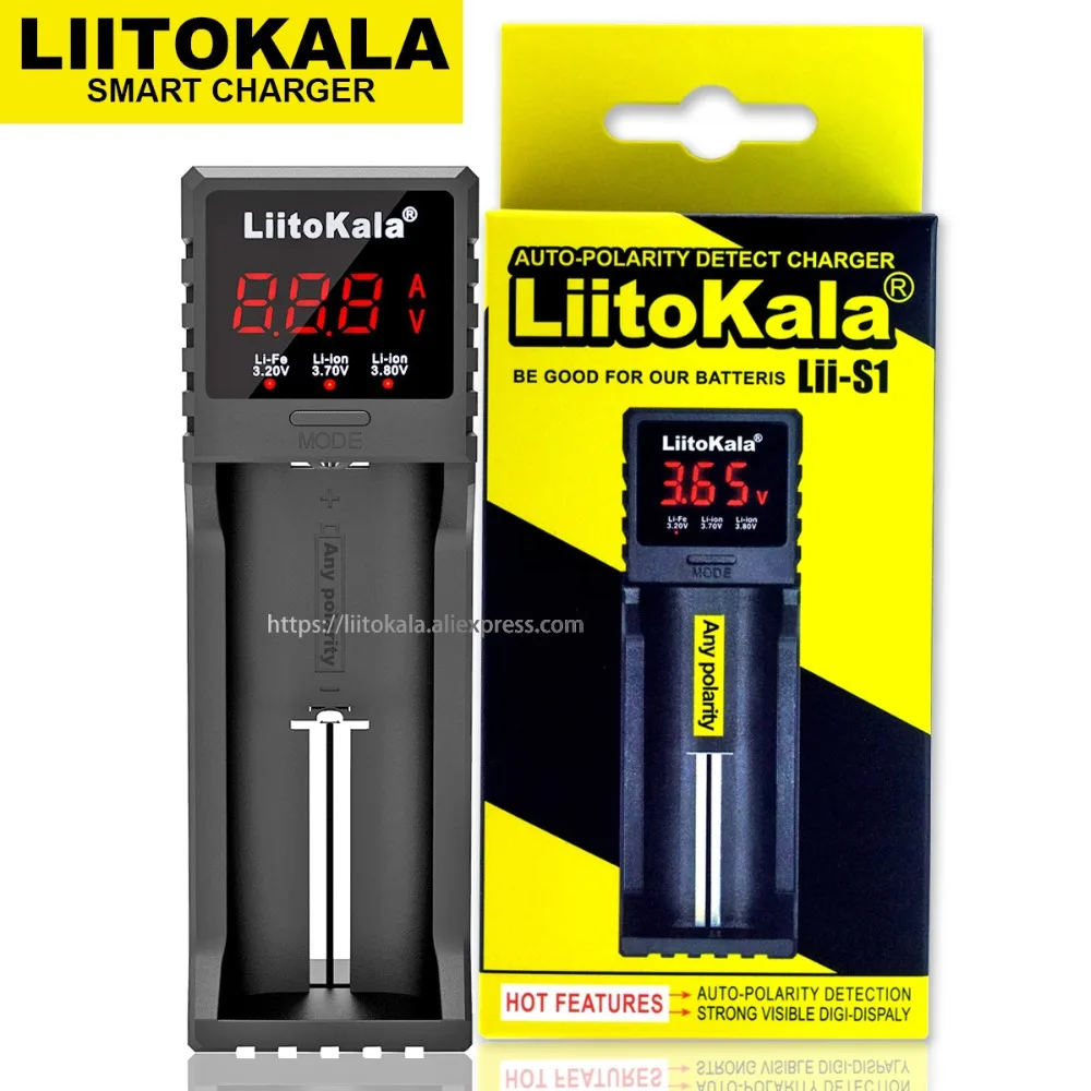 

Liitokala Lii-S1 LCD 18650 18350 18500 16340 21700 20700 14500 26650 1.2 V 3.7V 4.2V AA AAA NiMH lithium Battery charger