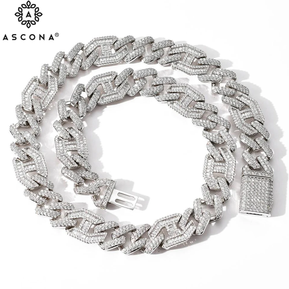 

Luxury Iced Out Miami Zircon Cuban Link Chain Necklace Men's AAA CZ Prong Setting Necklaces Hip Hop Shiny Bling Rapper Jewelry