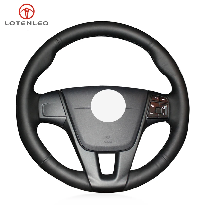 

LQTENLEO черный из натуральной кожи DIY ручной шить чехол рулевого колеса автомобиля для Volvo S60 V40 V60 V70 2014 XC60