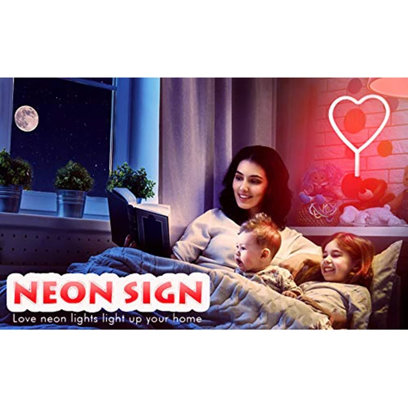 

Neon Heart Light LED Neon Signs Night Light Room Decor Heart Shaped with Holder Base Table Neon Light for Bedroom
