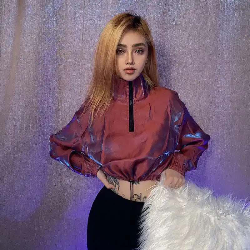 Горячая Распродажа женское короткое пальто на молнии с воротником стойкой и