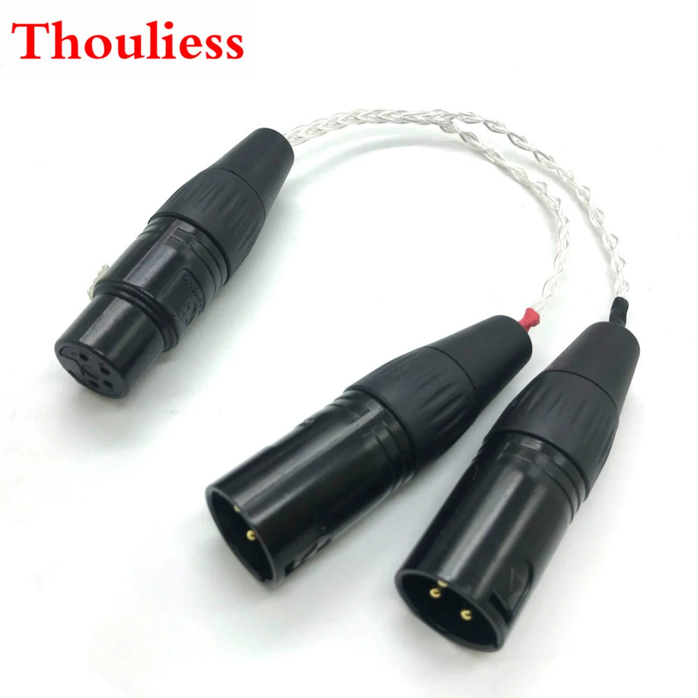 Thouliess 8 ядер 7N OCC посеребренный кабель 4 контактный разъём XLR для 2x 3 балансный