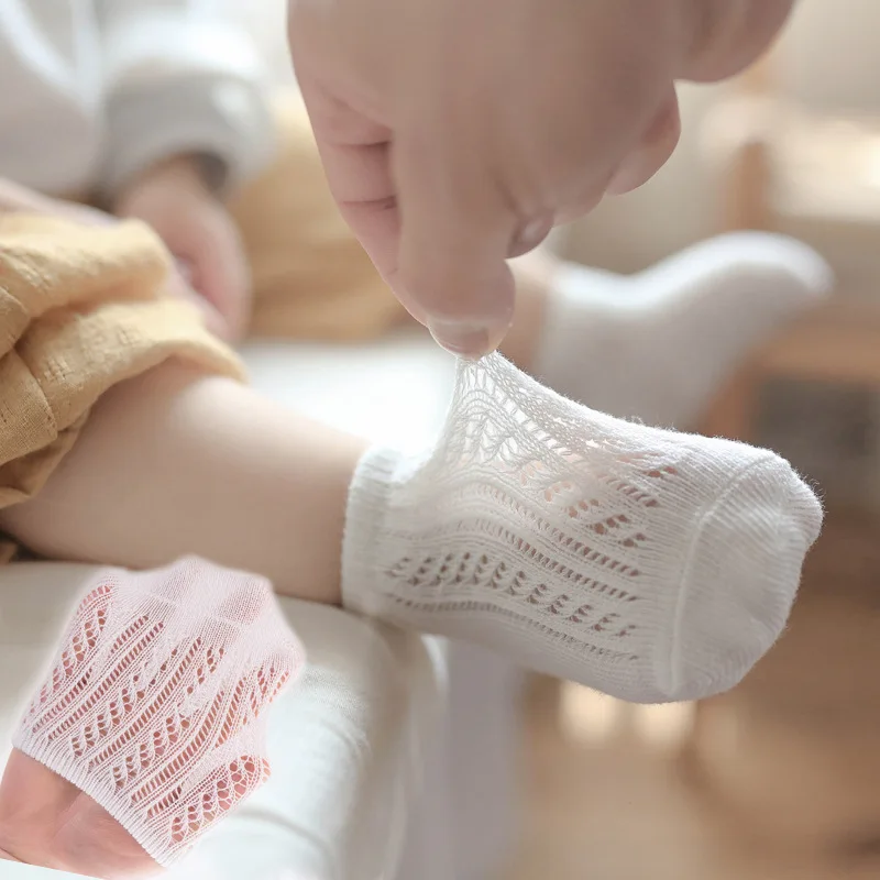 

New Summer Thin Cotton Big Mesh Baby Boat Socks For Girl Transfer Ring Shallow Mouth Non-Slip Children's Socks Boat Sock For Boy