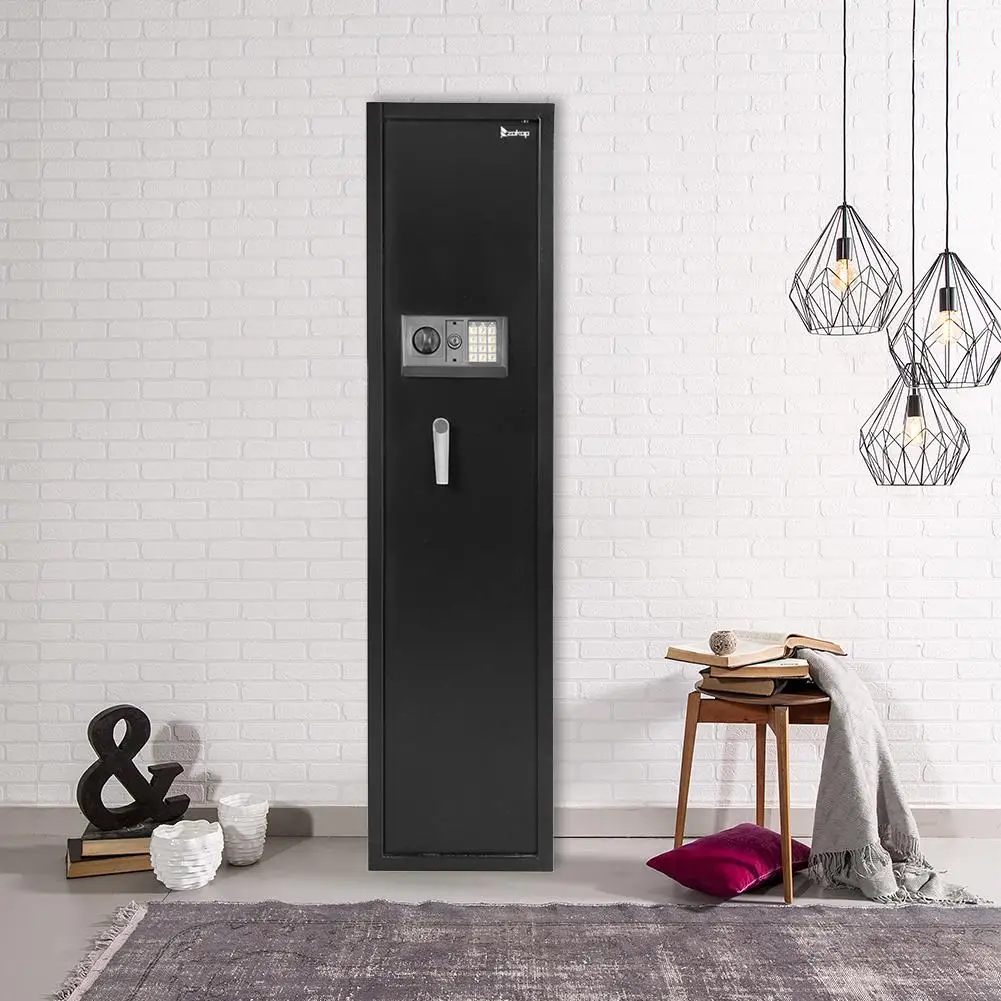 

Digital Gun Security Safety Box 5-Rifle Firearm Storage Cabinet Black Boxes