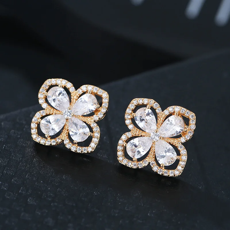 Бренд цветок Клевер серьги гвоздики верхняя одежда с геометрическим узором