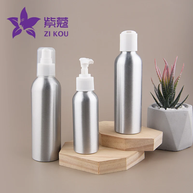 

New! 1pcs 30ml-500ml Aluminum Bottle with Lotion Pump（ with Clamp) Shampoo Emulsion Shower Gel Refillable Bottles Free Shipping