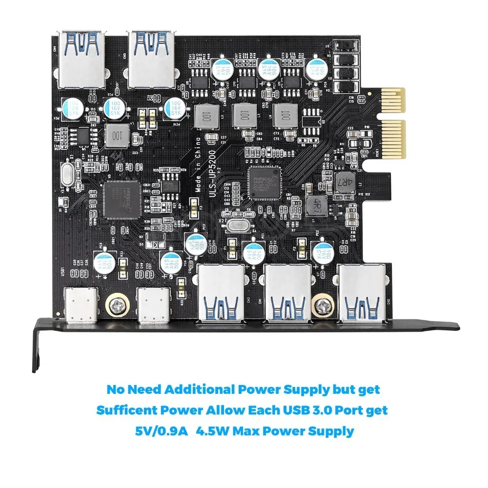 Переходник PCI E на 5 портов USB 3 с двумя портами 3.1 Type-c Express USB3 Расширительная карта