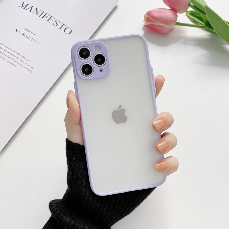 

Color border Soft Case For iphone 11 12 Pro Max XR XS Max X Feel like baby skin lens protection Soft Cover On iphone 11 12 Couqe