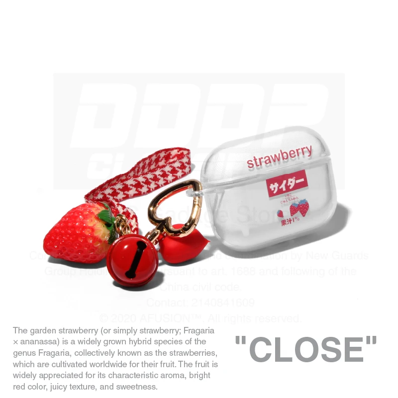 

Soft Protective Clear TPU Case For Airpods 1/2 pro Strawberry foodie cute fun gadget with keychain carabiner hook accessories