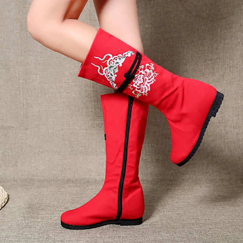 GRITION/женские ботинки зимние детские Ципао в китайском вышивка этническом стиле