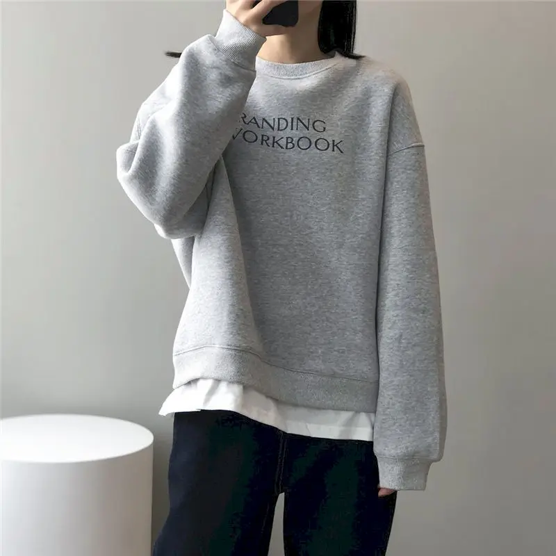 

2021 Fall Winter Pullover Women Plus Velvet Long Sleeve Jacket Oversized Sweatshirt Korean Goth Clothes Harajuku Tops Print