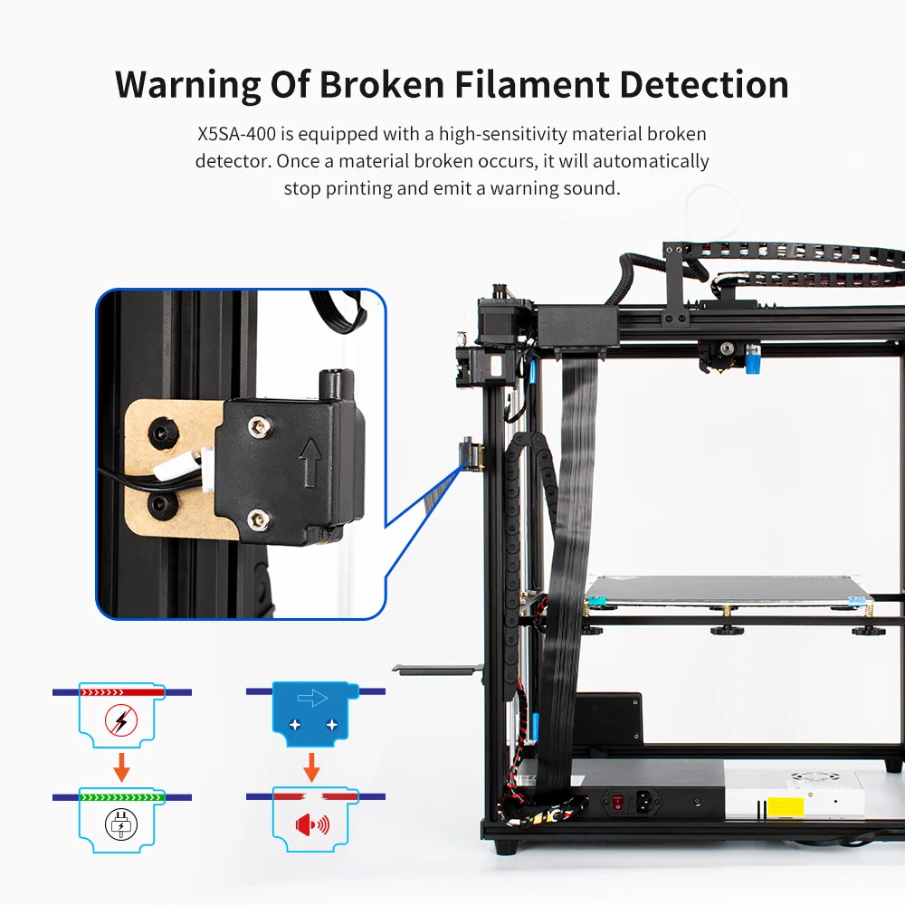 Full Metal High Precision Resume Power Failure Aluminum Bed 3D Printer Diy Kit with Automatic Leveling Function and Touch Screen