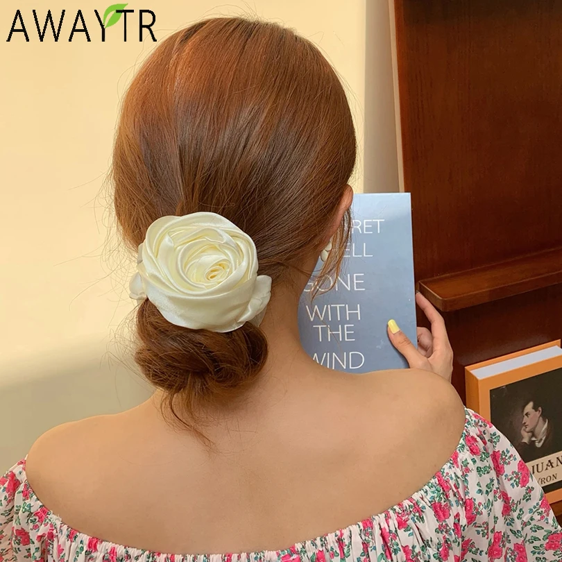

Женская лента с цветами розы, эластичная повязка для волос для женщин и девушек, завязки для волос, резинка для волос с цветами, держатель для конского хвоста, аксессуары для волос