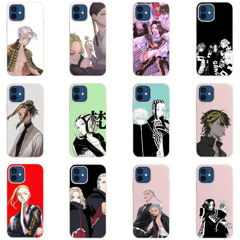 

Tokyo Revengers Phone Case Candy Color for iPhone 11 12 mini pro XS MAX 8 7 6 6S Plus X 5S SE 2020 XR Anime Cartoon Funda Coque