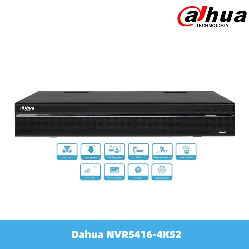 

Сетевой видеорегистратор Dahua 16-канальный видеорегистратор 1.5U 4K и H.265 Pro Сетевой Видео Регистраторы с 4SATA нет Poe Порты и разъёмы NVR5416-4KS2