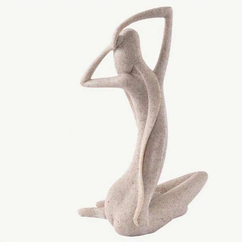 

Песчаник смолы статуяабстрактная длинношерстных Красота скульптуры маленькая арт столешницы для Офис декор для книжной полки HFing