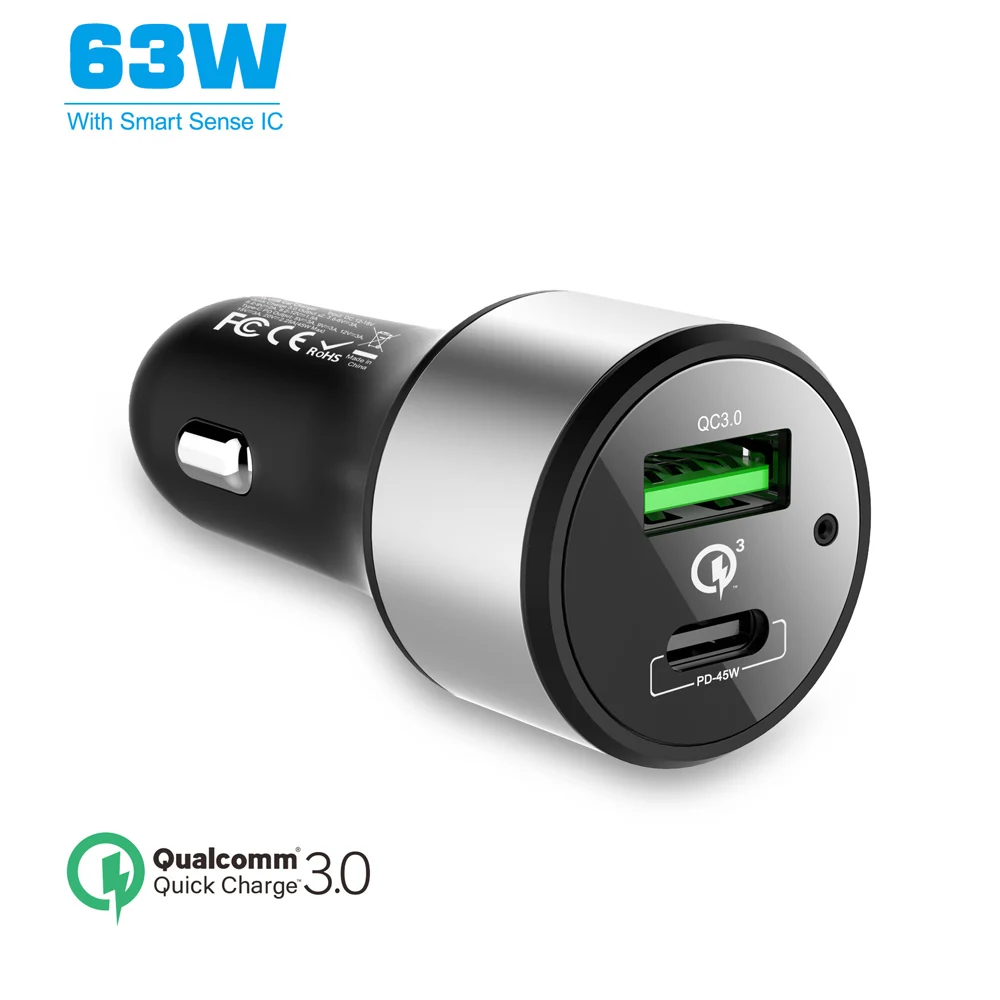 Usb type C адаптер 12V3A 18 Вт 45 Вт PD Быстрая зарядка 3,0 быстрое автомобильное зарядное устройство для iPhone для Macbook Air Dell XPS XIAOMI ноутбук