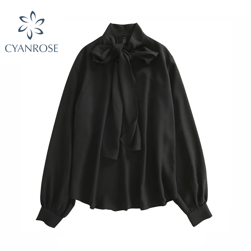 Женская шифоновая блузка с длинным рукавом винтажная однотонная Повседневная