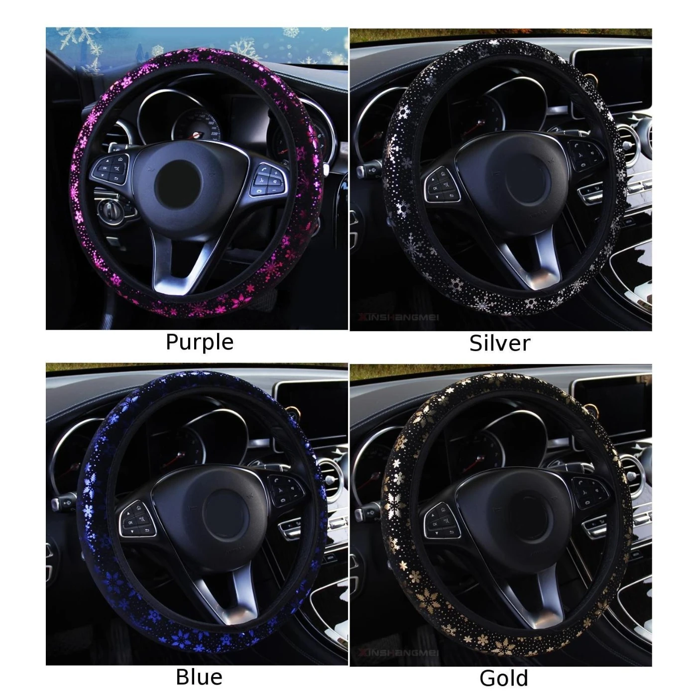 

Car Steering Wheel Cover Snowflake Pattern snowflake pattern showing personality For Women Girls 37-38cm