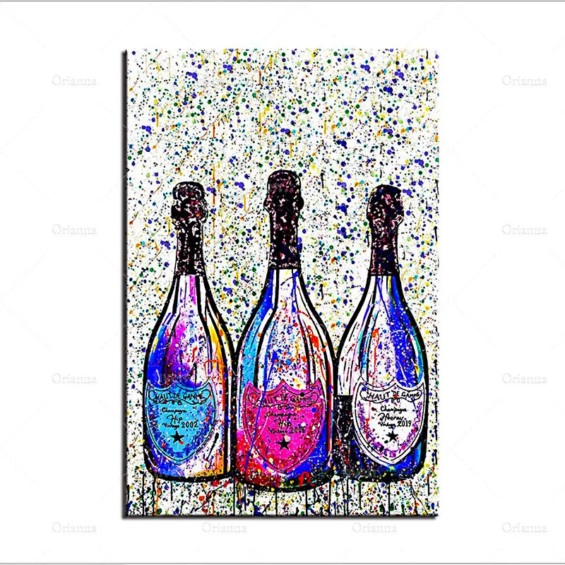 

Modern Bottle Painting Poster European Frameless Canvas Painting Wall Art Decoration Wall Art Figure Printed Poster and Prints