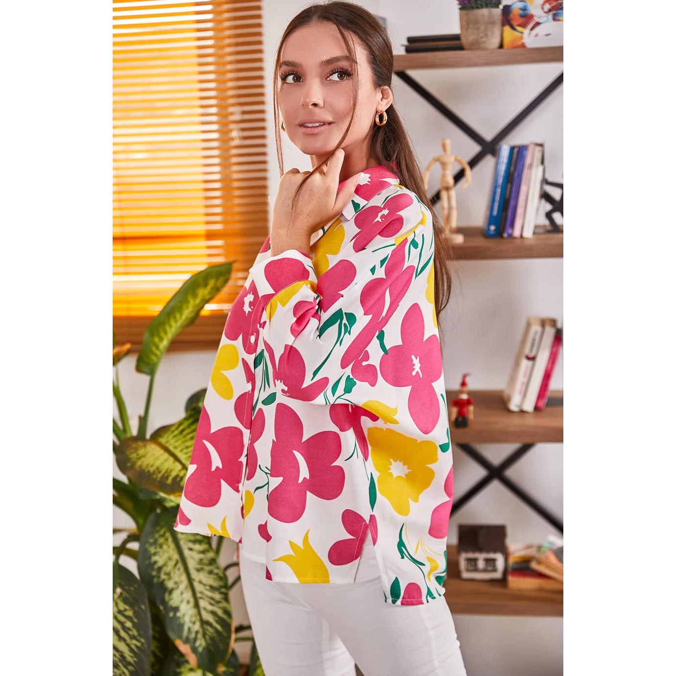 2022 Women Fuchsia Color Pattern Temporary Shed Shirt Armonika Turkish Clothing Fashion Best Seller Shirts-ARM-21Y001073 | Женская