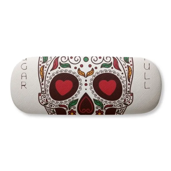 

Flower Cirrus Eyes White Sugar Skull Glasses Case Eyeglasses Clam Shell Holder Storage Box