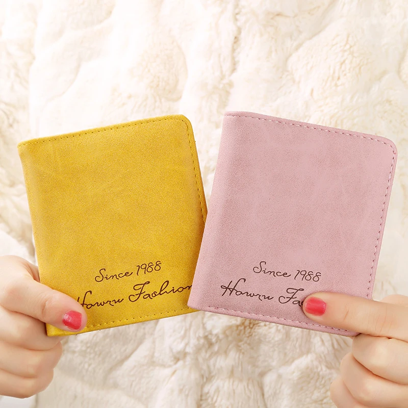 Милые женские Мини кошельки и для карт сумки два складных тонких бумажника