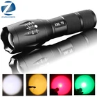 Водонепроницаемый светодиодный фонарик, портативный фонарь 5 излучаемых цветов, белый, желтый, зеленый, красный, тактический фонарь для самообороны