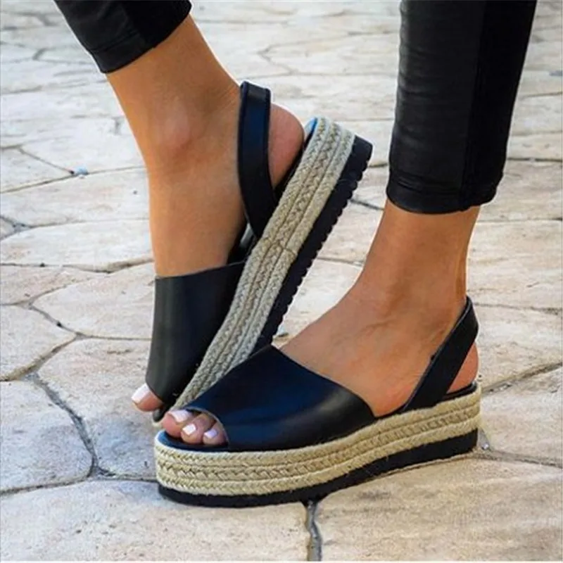 

Summer Flatform Sandals Women Shoes Peep Toe Slip On Flat Female Shoes Shallow Outdoor Casual Back Strap Woman Sandalies
