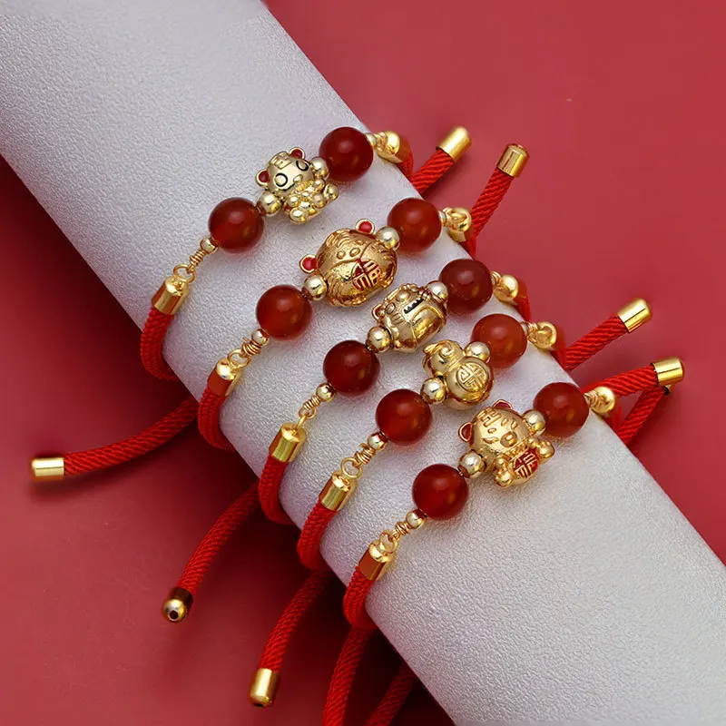 

Lucky Red Hand-Woven Bracelet for Women Children Animal Gold-Plated Bracelets On Hand Jewelry 2021 Wholesale