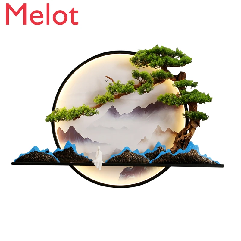 

Chinese Tea Room Decorative Painting Entrance Painting Living Room Background Wall Decorative Landscape Wall Painting