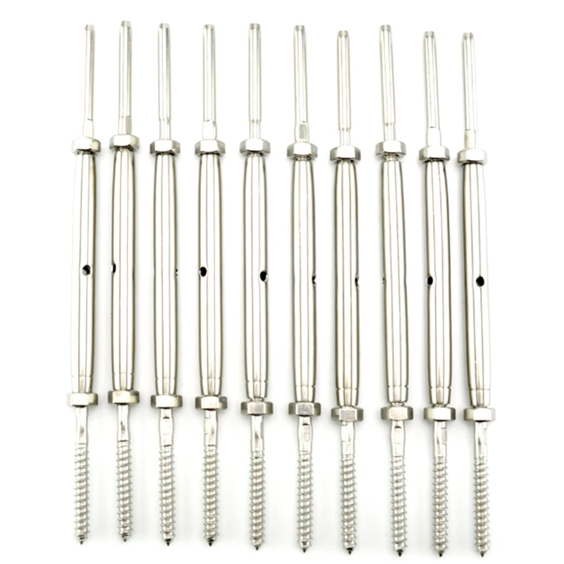 

10 Pack Threaded Terminal Stud End Fitting, For 1/8Inch Cable Deck Railing, Hand Swage,Stainless Steel T316 Marine Grade