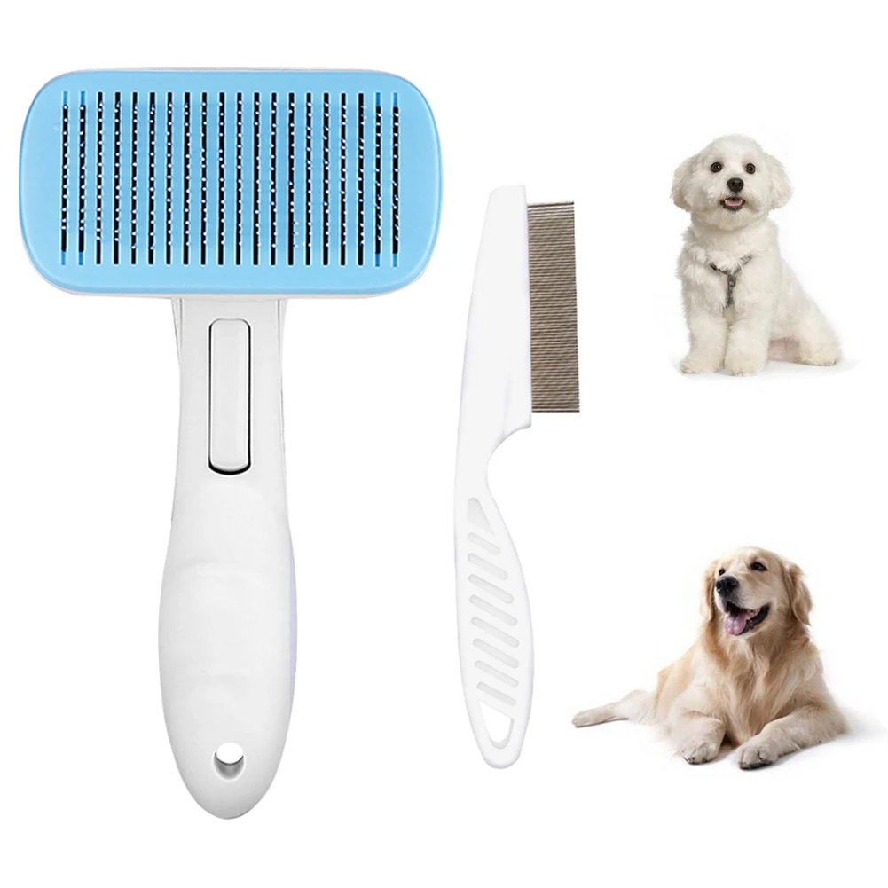 Щетка для собак 2 шт. самоочищающаяся щетка кошек с массаж частиц удаляет