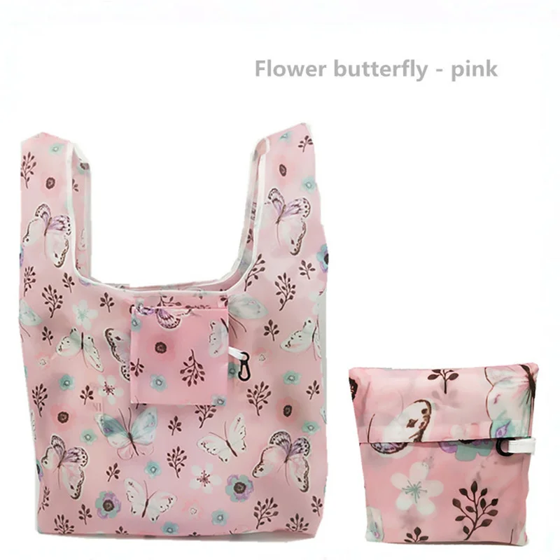 Flower Pink GABWE, новая переработанная сумка для покупок с фламинго, эко многоразовая сумка для покупок с короткими ручками, Сумка с мультяшным цветочным рисунком, складная сумка на плечо, сумки с принтом - Цвет: Flower Pink