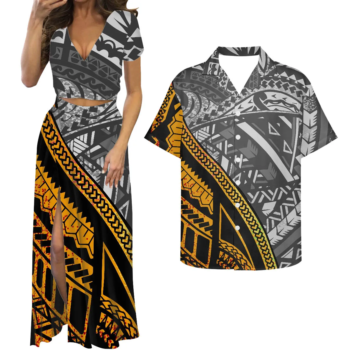 

Женский летний комплект из юбки и топа, с высокой талией и разрезом