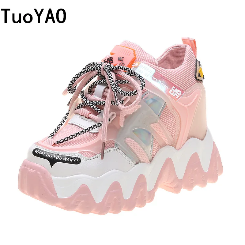 Кроссовки женские на платформе 9 см повседневная спортивная обувь массивной