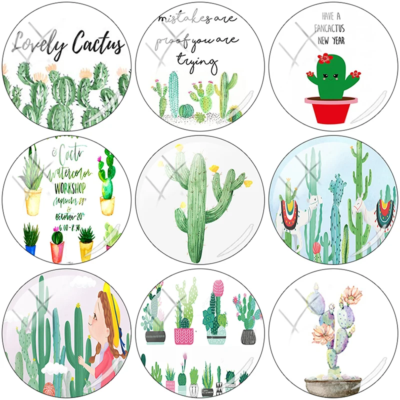 Фотография фотокактуса ручной росписи, Модель 12/15/16/18/20/25 мм, стеклянный кабошон «сделай сам» с плоским основанием, изготовление ювелирных изделий, CA78