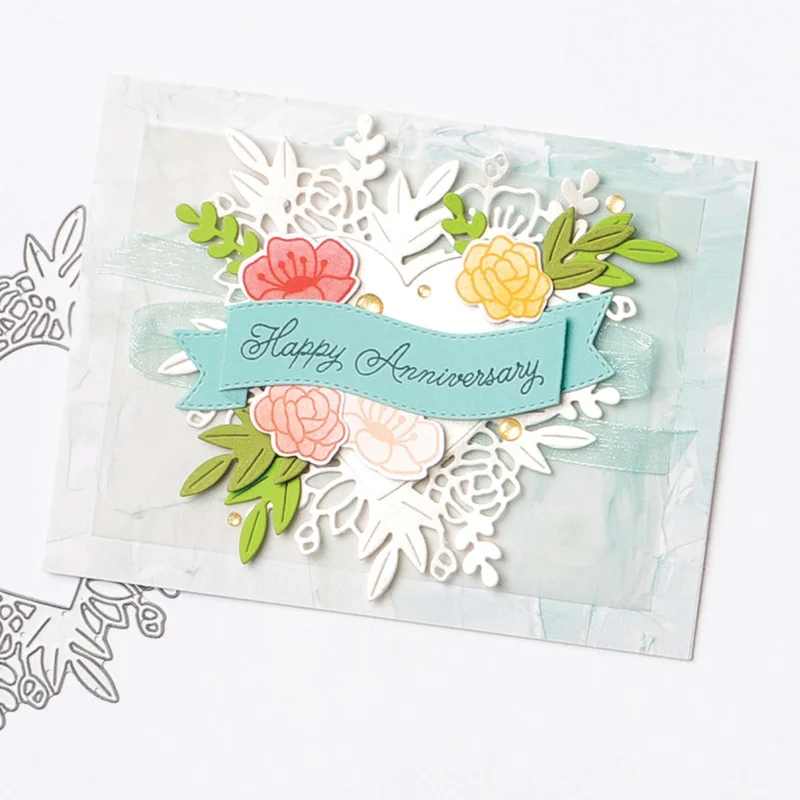 

Blooming Flowers Butterflies Cutting Dies & Coordinating Stamp for Diy Scrapbooking Craft Embossing Stencil Die Cut Card Make