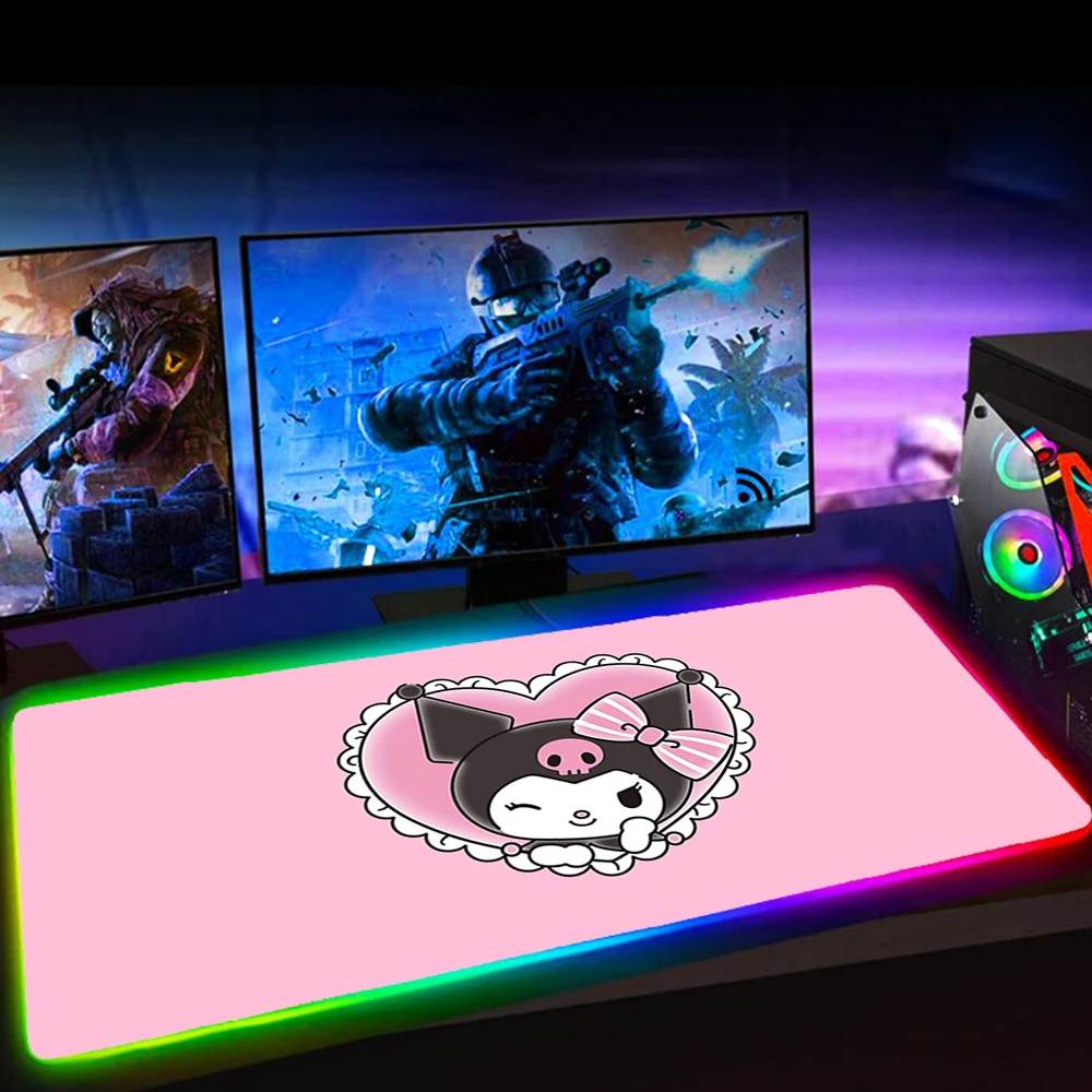 rgb cartoon mouse pad laptop gaming accessiores mousepad tapis de souris kuromies mause pad rubber no slip with backlit mausepad free global shipping