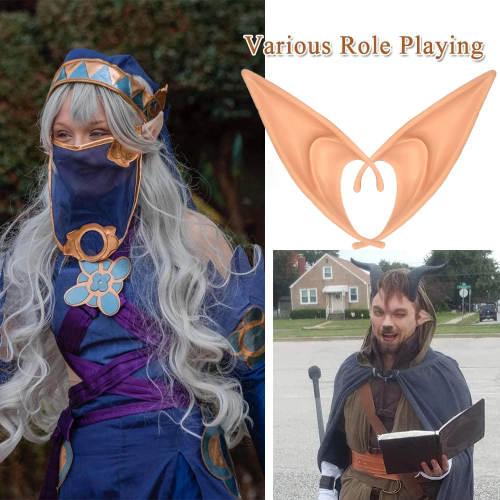 

1Pair Christmas Angel Dress Up Elf Ears Fairy Cosplay Accessories Halloween Festive Party Latex Soft Harmless False Ears Props